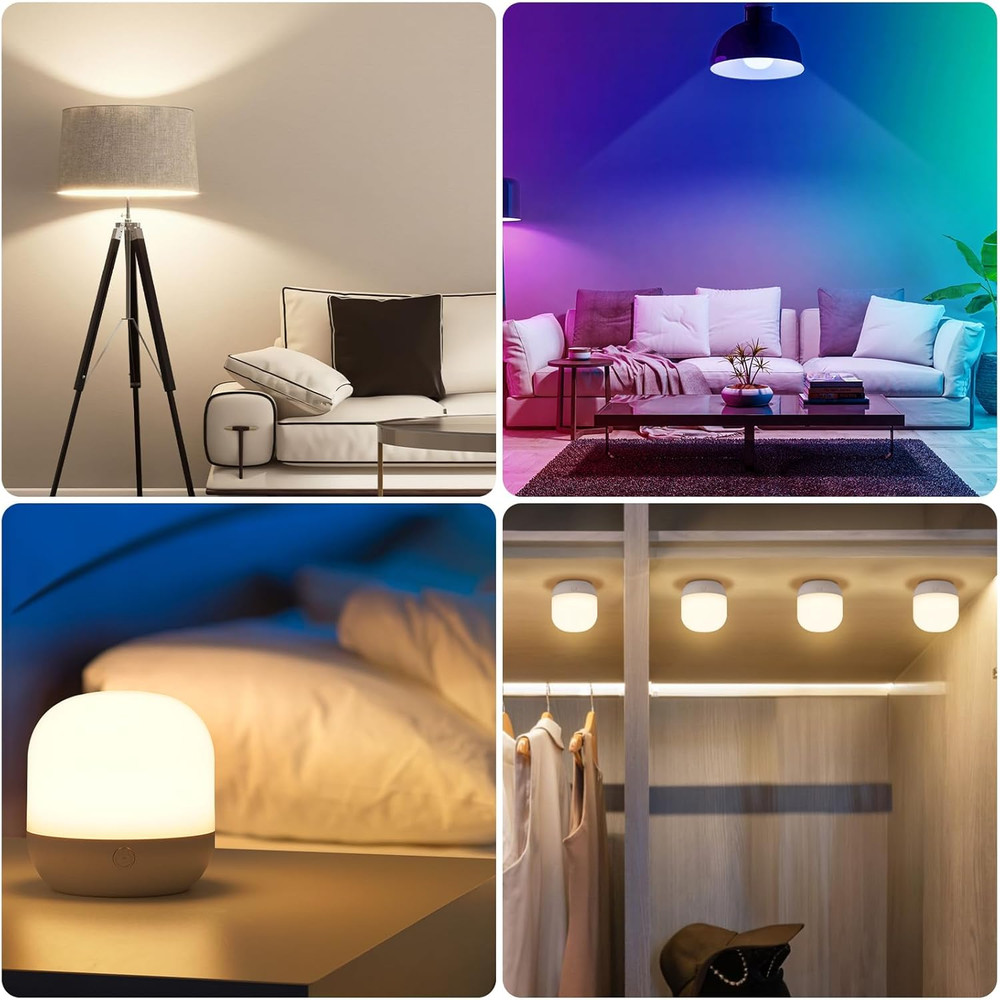 2-Pack Rechargeable Battery Operated Light Bulb with Remote Control, E26 Battery