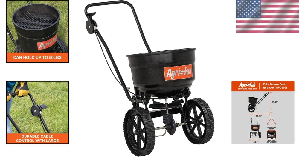 Efficient 50 lb Rust-Proof Broadcast Spreader for a Lush Lawn - Spring Ready!