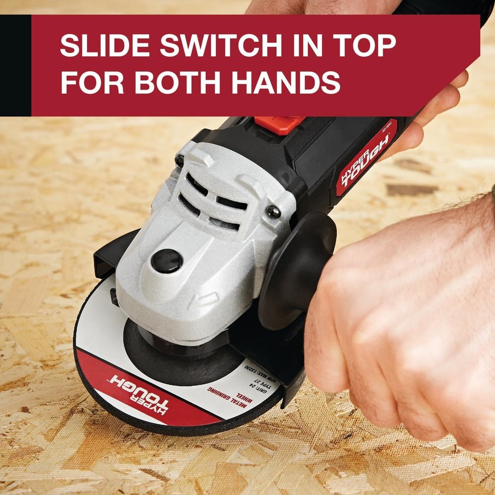 Hyper Tough 6 Amp Corded Angle Grinder with Handle, Adjustable Guard