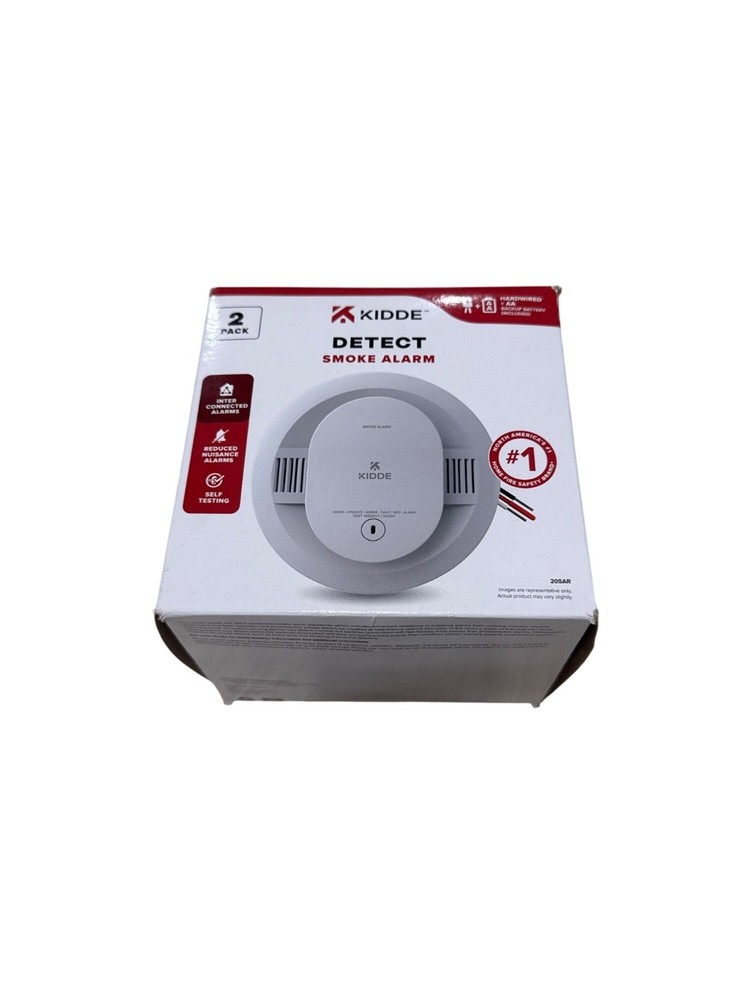 Kidde 20SAR Hardwired Smoke Detector, Battery Backup, Interconnectable, 2 Pack