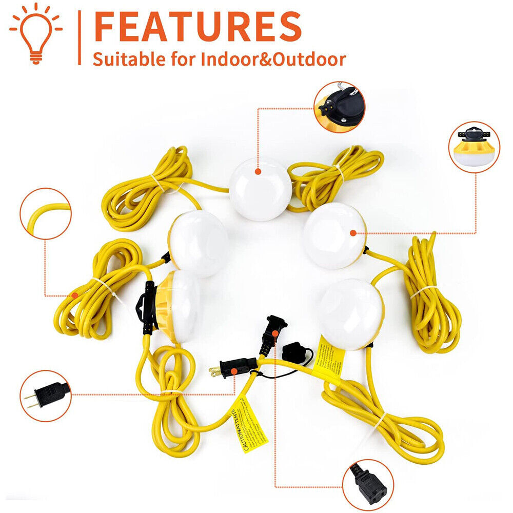 50FT Construction String Lights LED Industrial Grade Best Bright Work Light US