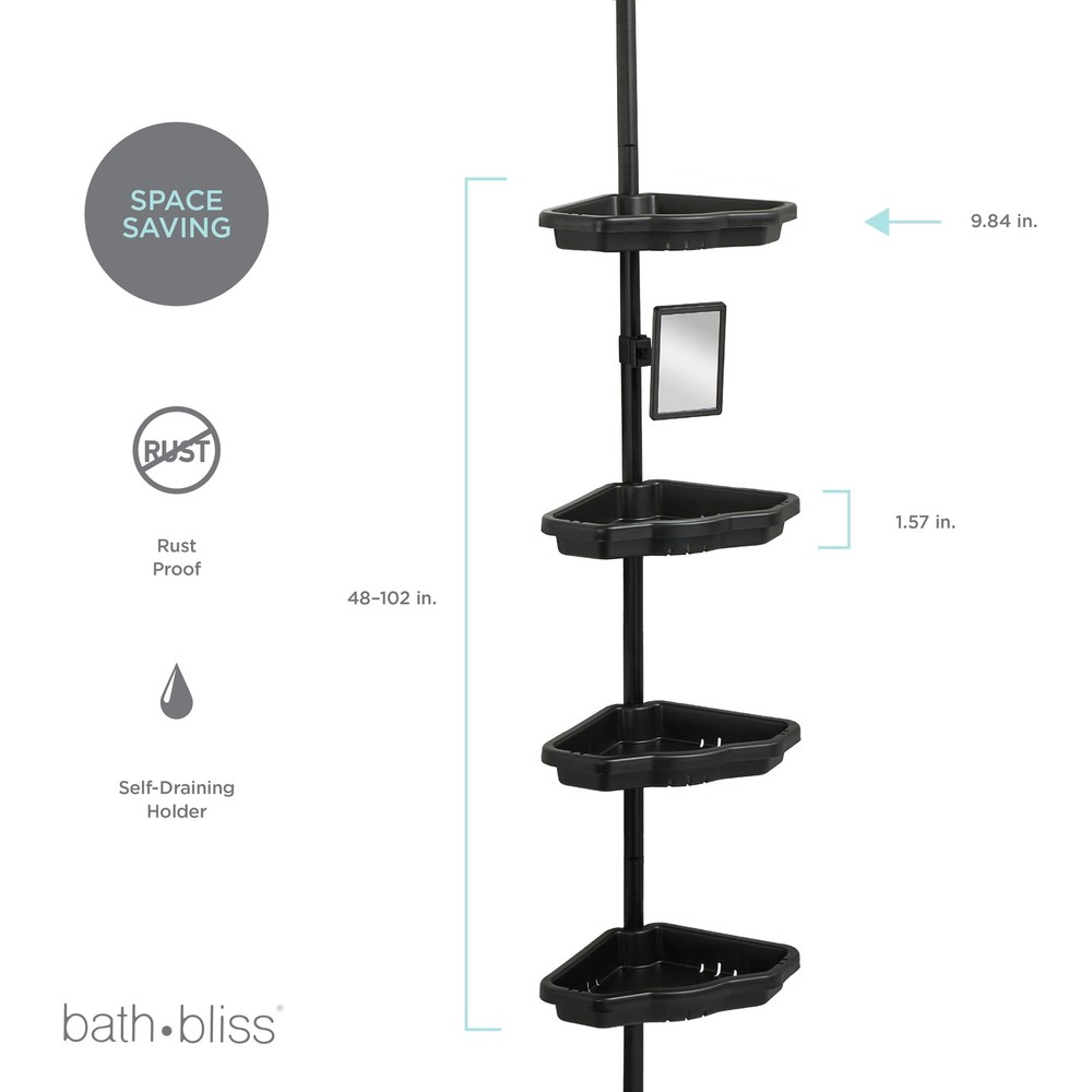 4 Tier Corner Shower Organizer in Black