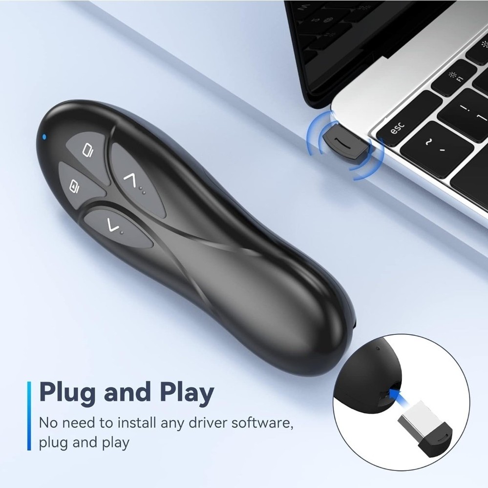Wireless Presenter Remote USB PowerPoint Clicker with Red Laser Pointer