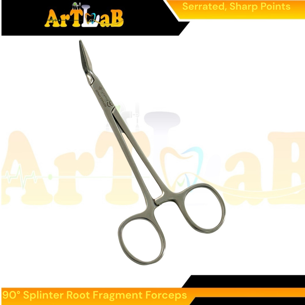 5.5" Splinter Root Fragment Forceps 90 Degree Tapered Serrated Sharp Tips