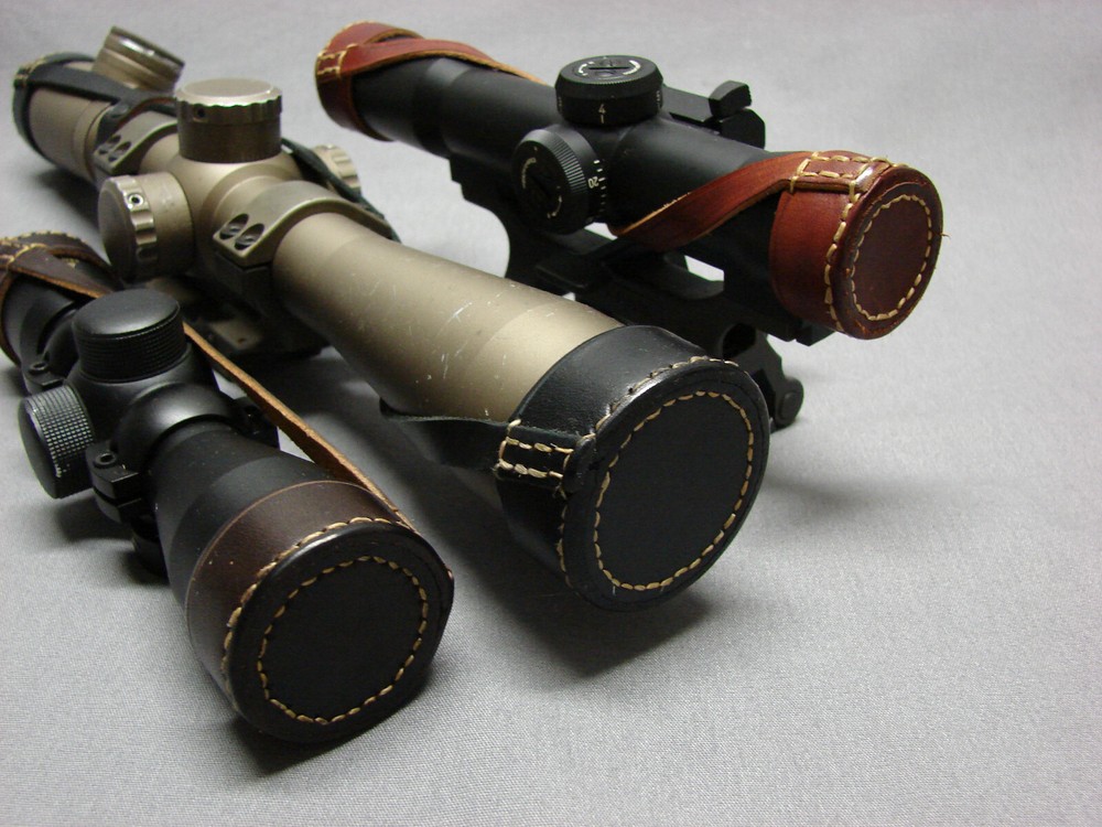 CUSTOM MADE RIFLE SCOPE LEATHER COVERS