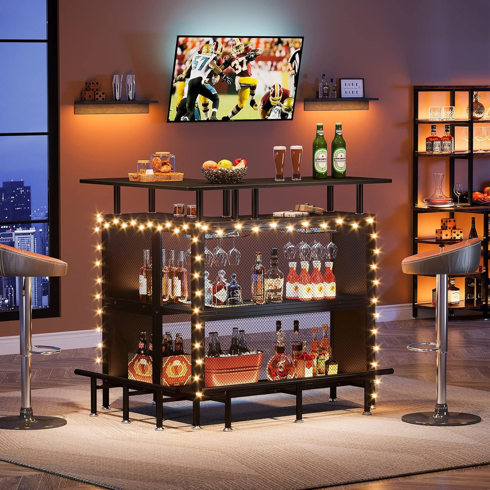 LITTLE TREE Home Bar Unit Mini Liquor Table Cabinet