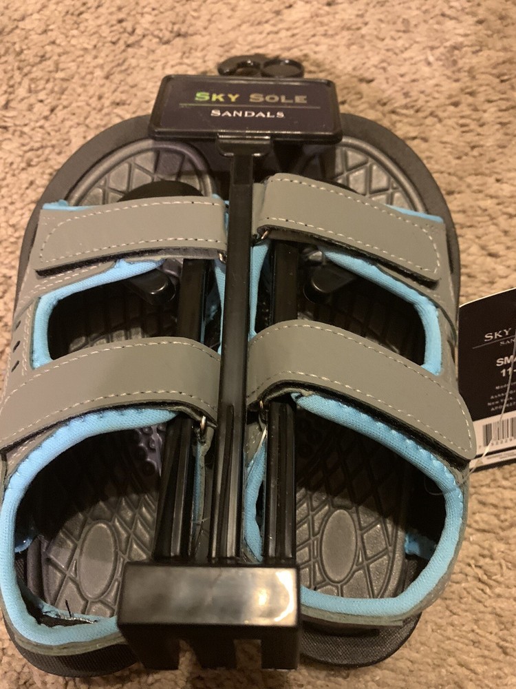 Boys Sky Sole Sandals Gray & Light Blue Size Small 11-12