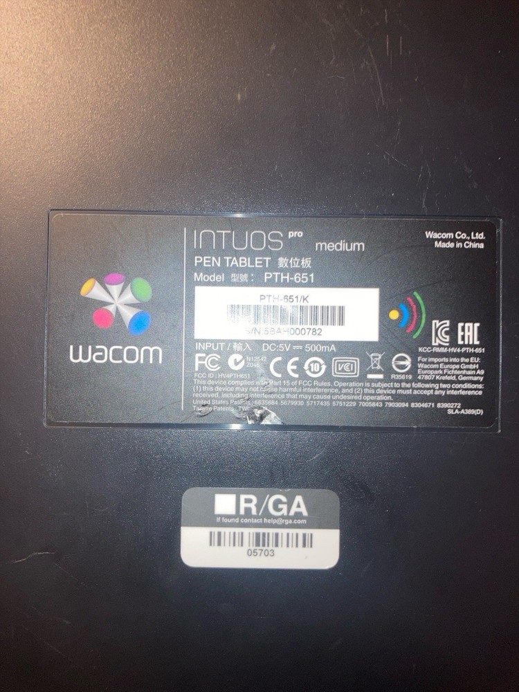 Wacom Intuos Pro Medium Pen Tablet PTH-651 Tablet & Cable Only