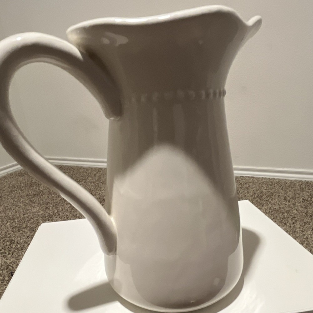 Ceramic White Pitcher with Pumpkin Design,