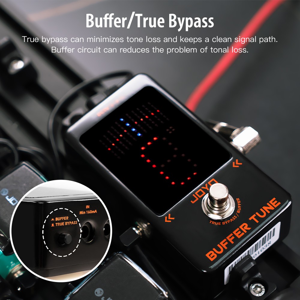 JOYO Buffer Tuner Pedal Built-in Buffer with Accurate Tuning and LED Screen