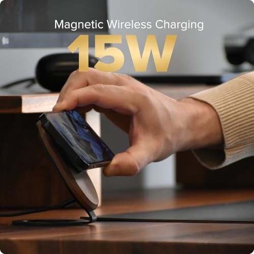 Uno - Solid Wood MagSafe Stand Magnetic Wireless Charging Station Walnut