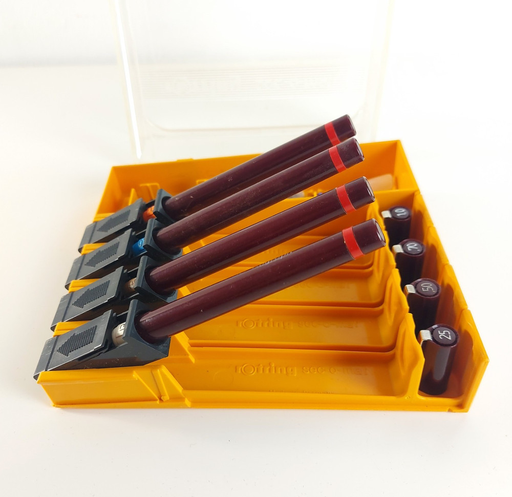 Vintage Rotring ISOGRAPH Technical Drafting Pen Set W/ Sec-O-Mat - Germany