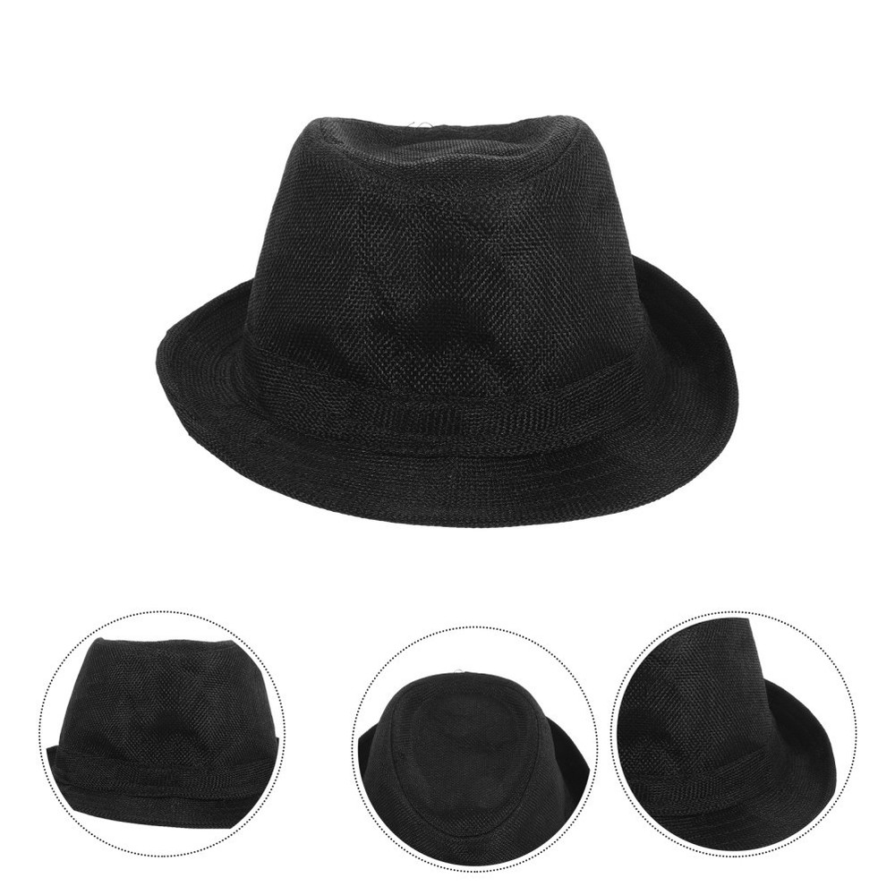 Cotton Fedora Hat for Kids Black Dance Performance Adjustable 58cm