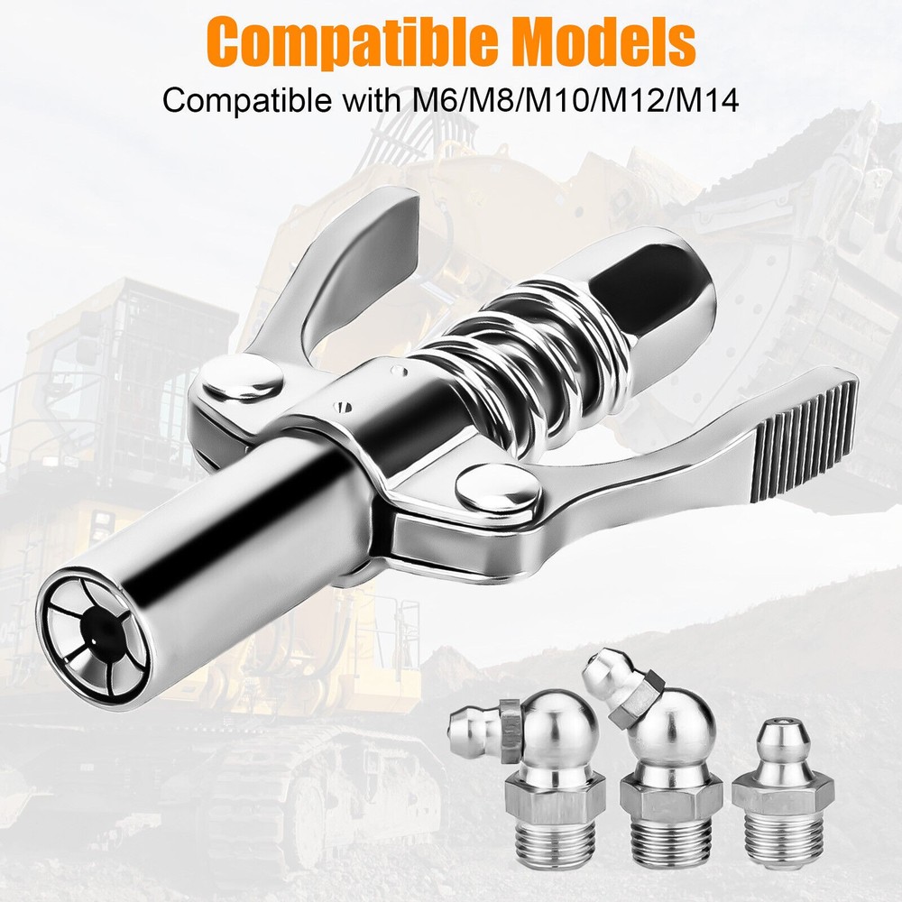 Grease Coupler Heavy-Duty Quick Release Grease Gun Coupler NPT 1/8"Double Handle
