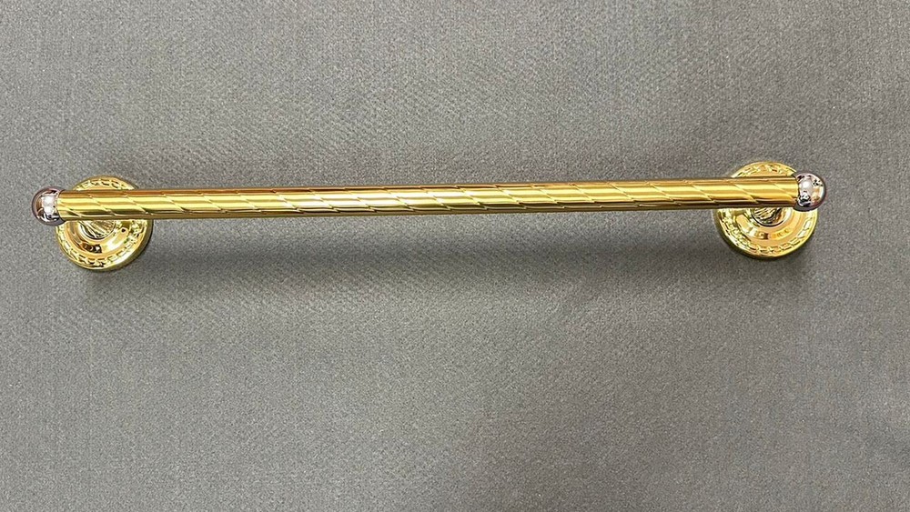 18" Solid Brass Towel Bar Brass and Chrome