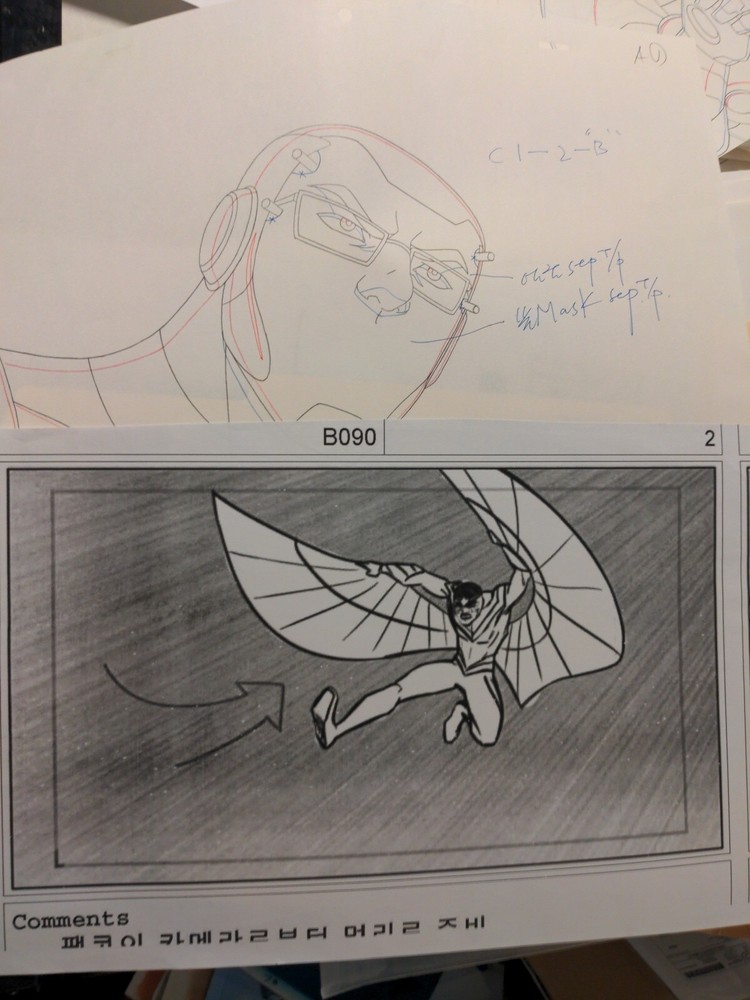 Marvel animation cels Production Art Marvel Comics AVENGERS ASSEMBLE FALCON AA2