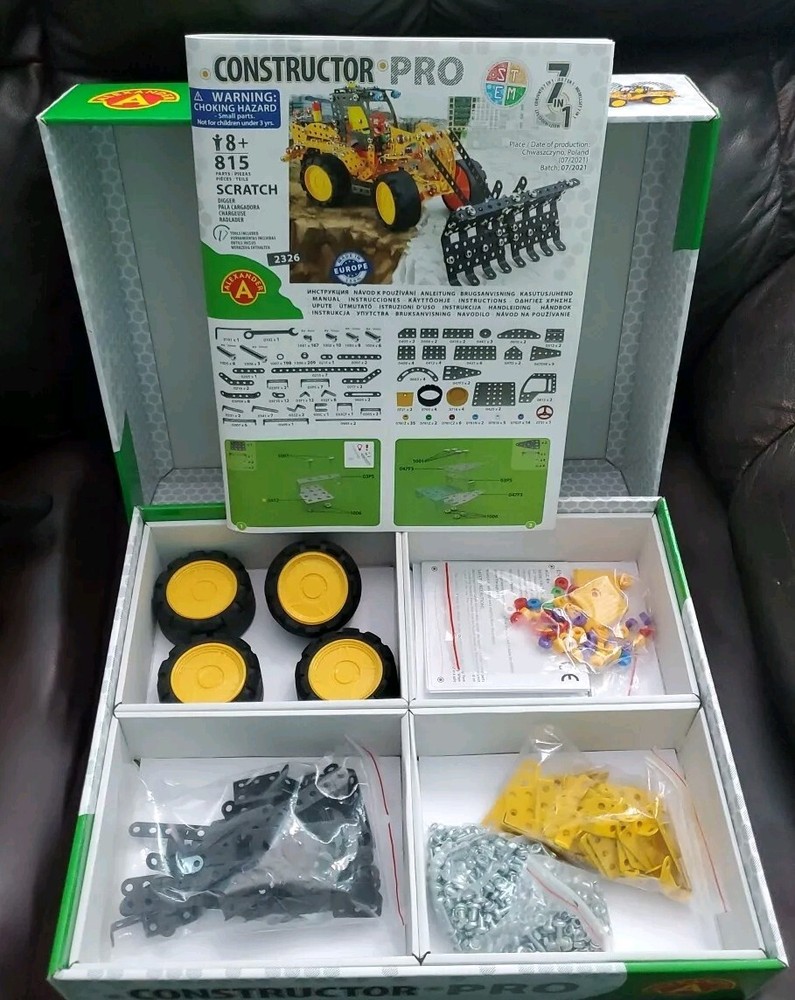 Alexander Metal Constructor 7-in-1 813 Digger Scratch w/Instruction Stem New