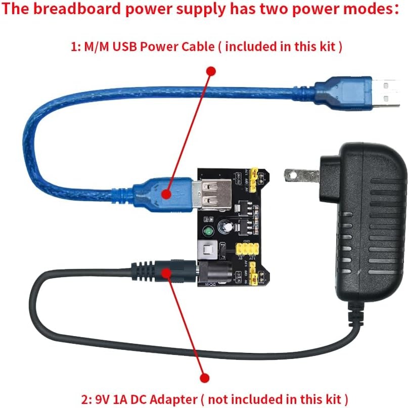 REXQualis Electronics Component Fun Kit 830-Point Breadboard & Power Supply