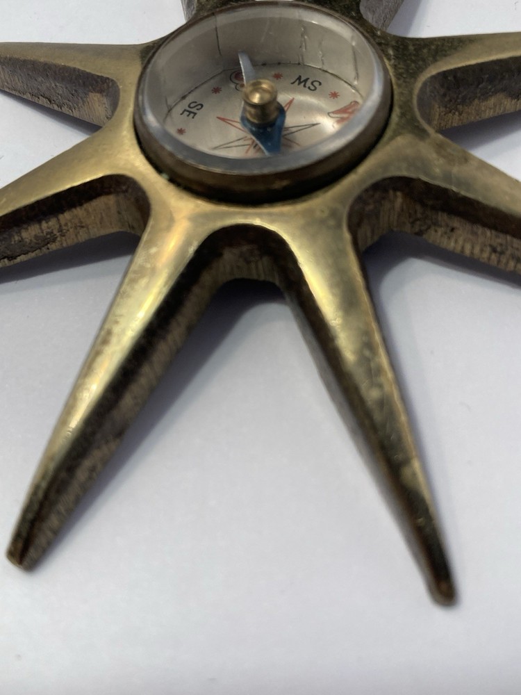 sunburst solid brass vintage compass