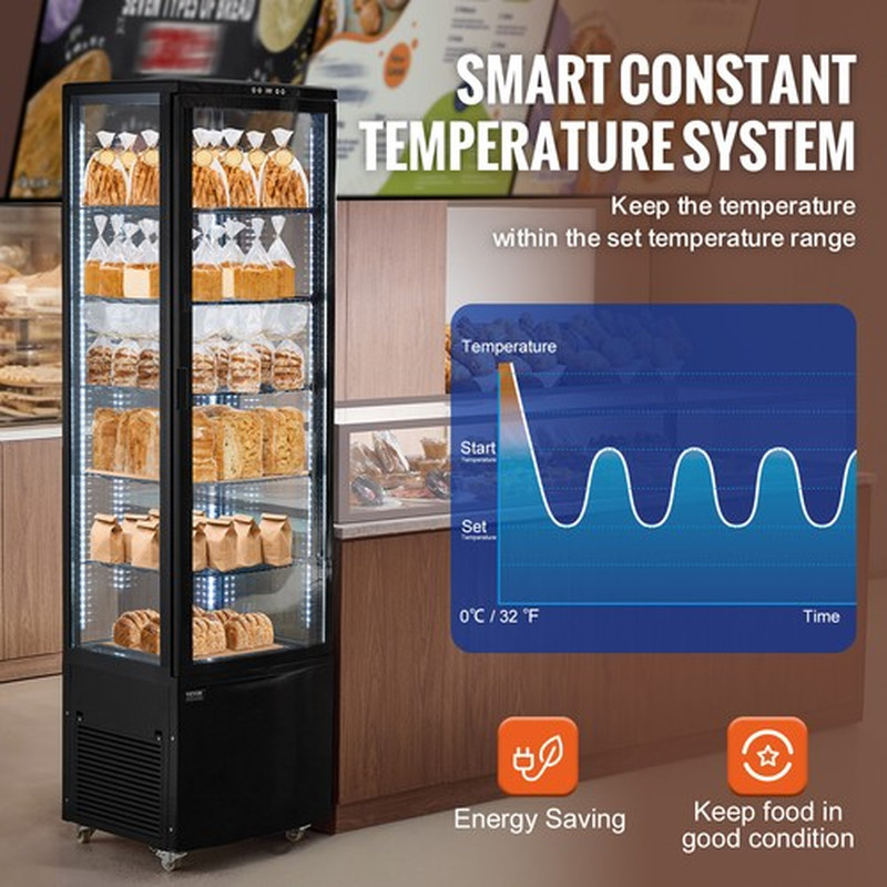 Refrigerated Display Case Bakery Display Fridge Case 9.8 Cu Ft/278L 5-Tier