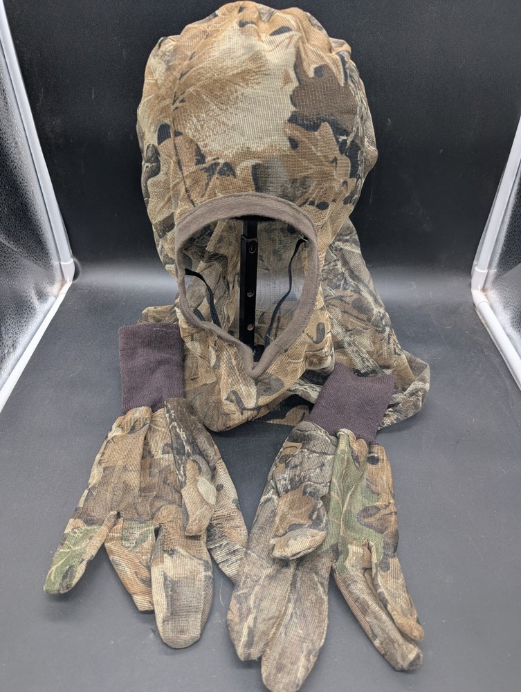Vntg Hunter Specialties Mesh Bug Netting Hunting Head Cover Mask Gloves MD/LG