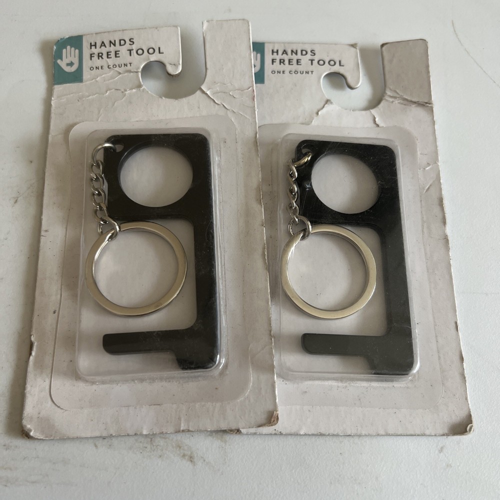 2 Pack HANDS FREE TOOL Safe No Touch Keys Chain, Stop Germs NEW