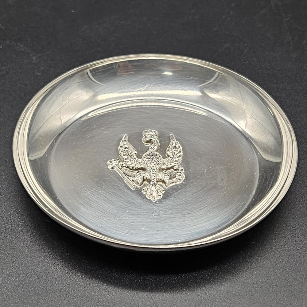 Solid Silver 830 Trinket/Coin Dish with King's Hussars Symbol UK/c1911
