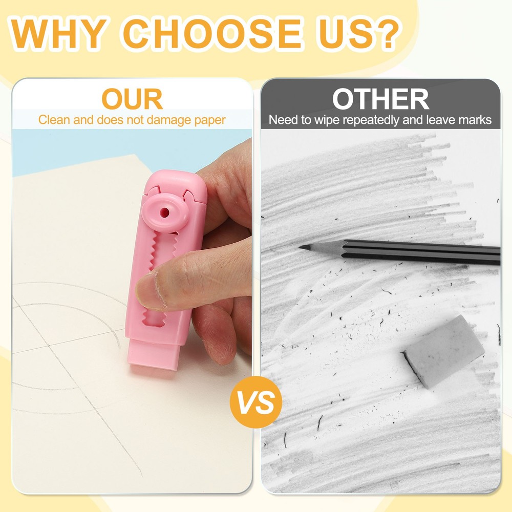 4 Pack Erasers, Pencil Erasers Large Eraser Push Pull Cute Soft, Blue White