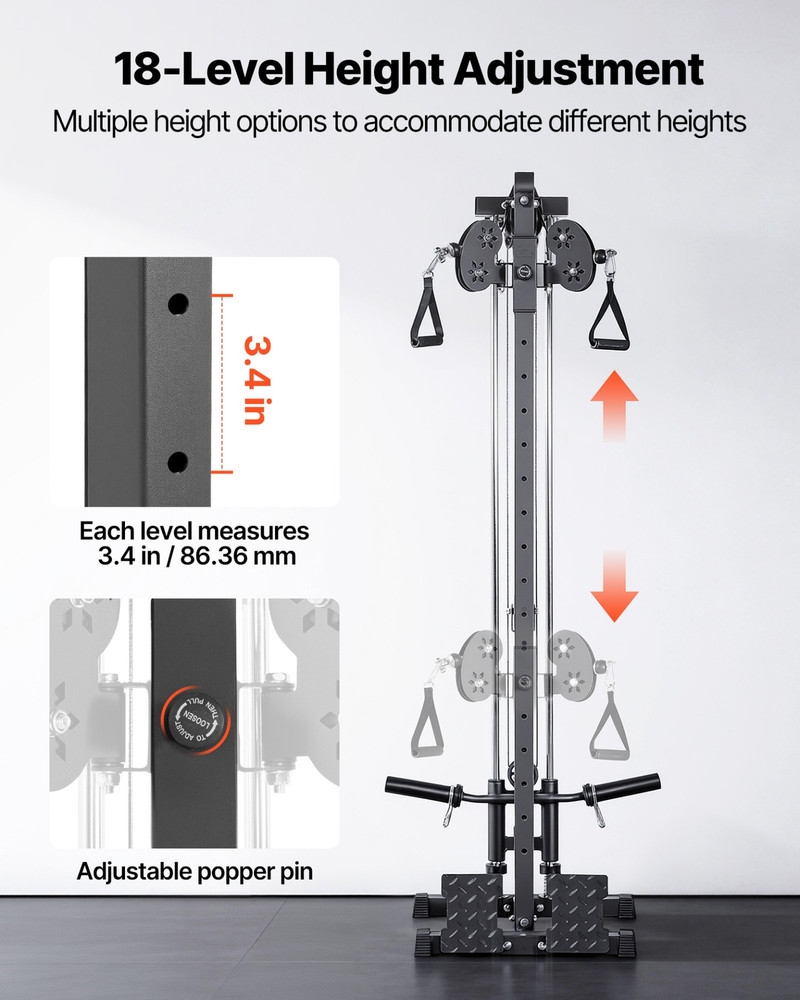 LAT Pull Down Machine Wall Mount 500lb Cable Row Home Gym 3-in-1