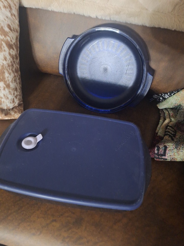 Tupperware Blue Vent n Serve Microwaveable Rectangular