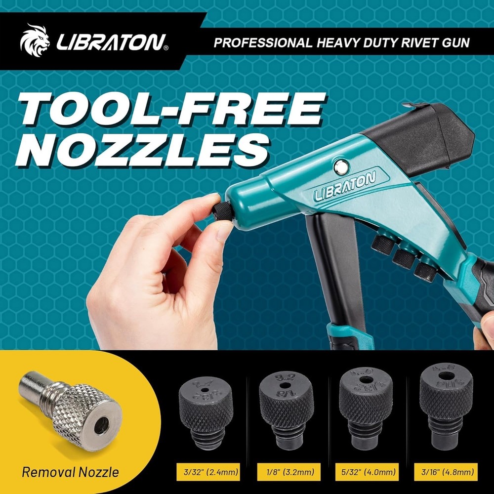 Robust Manual Riveting Tool with Interchangeable Heads - Strong & Efficient
