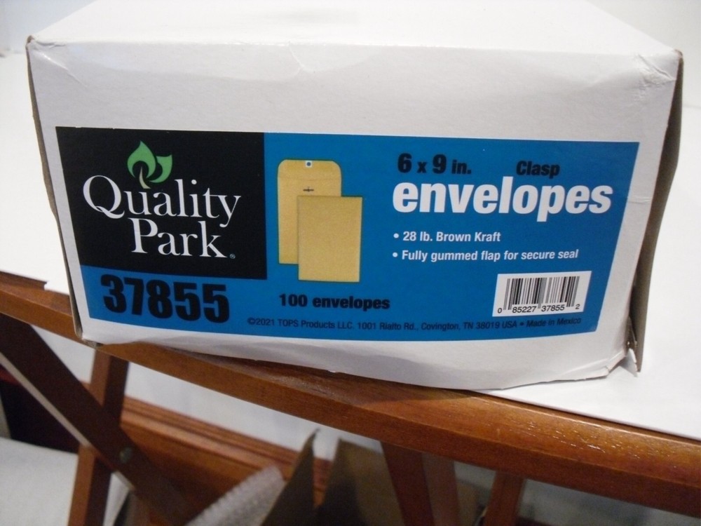 Quality Park Clasp Envelope #55 6 x 9 28lb Brown Kraft 100/Box 37855