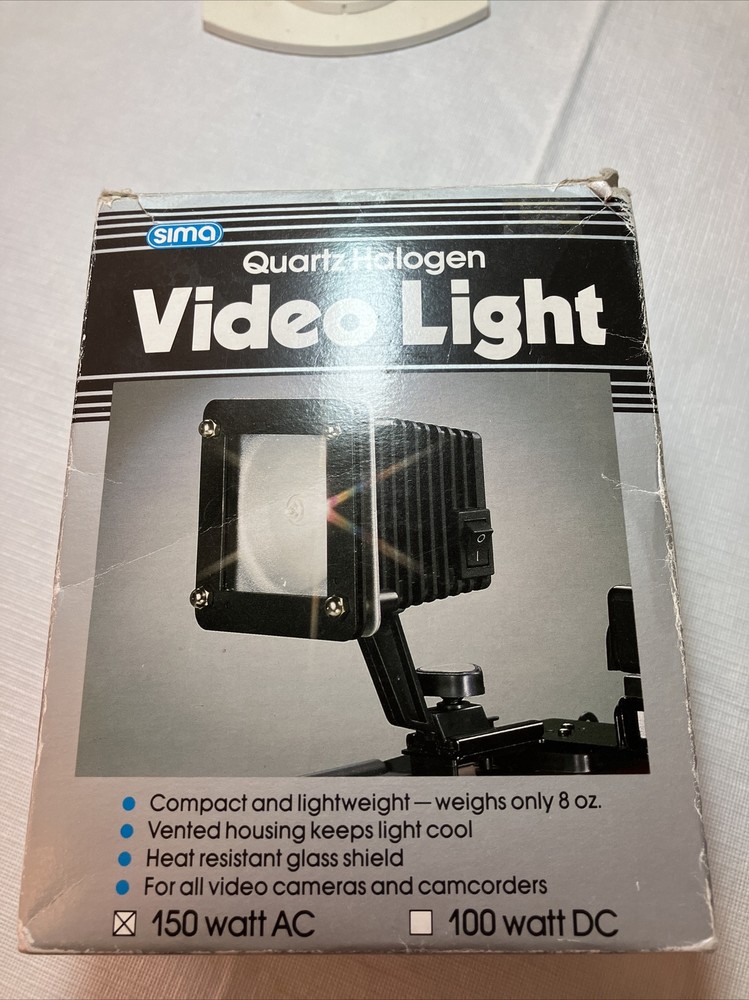 SIMA quartz halogen video light, 150 watts AC, TESTED -WORKS