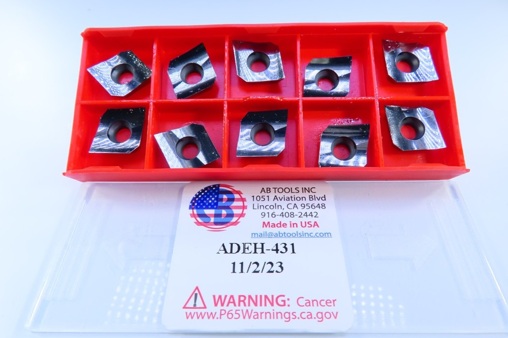 NEW BOX ( 10 ) A.B. TOOLS ADEH 431 CARBIDE INSERTS MILLING SHEAR HOG CNC TOOLS