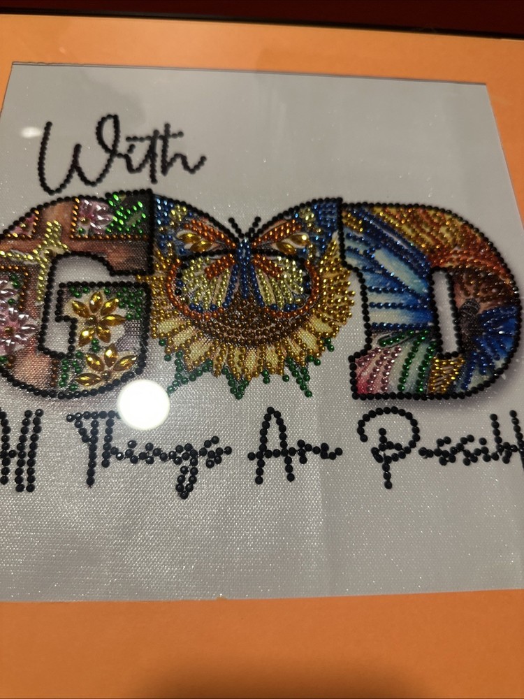 Diamond Art “With God All Things” Wall Hanging - Framed