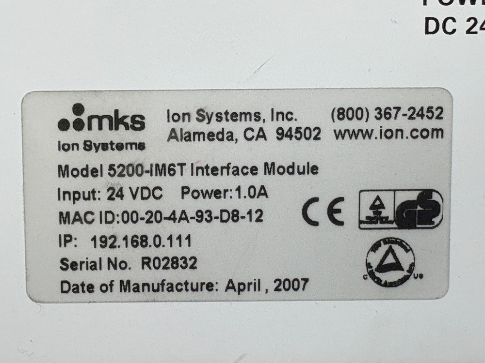 Pre Owned | MKS 5200-IM6T V3.0 Interface Module Only - White