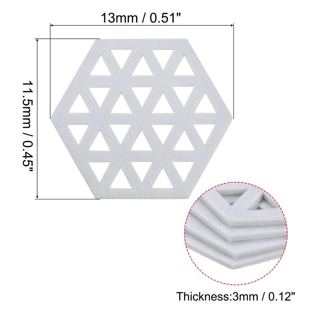 Felt Coasters 12pcs Hexagonal Coasters Coasters, White