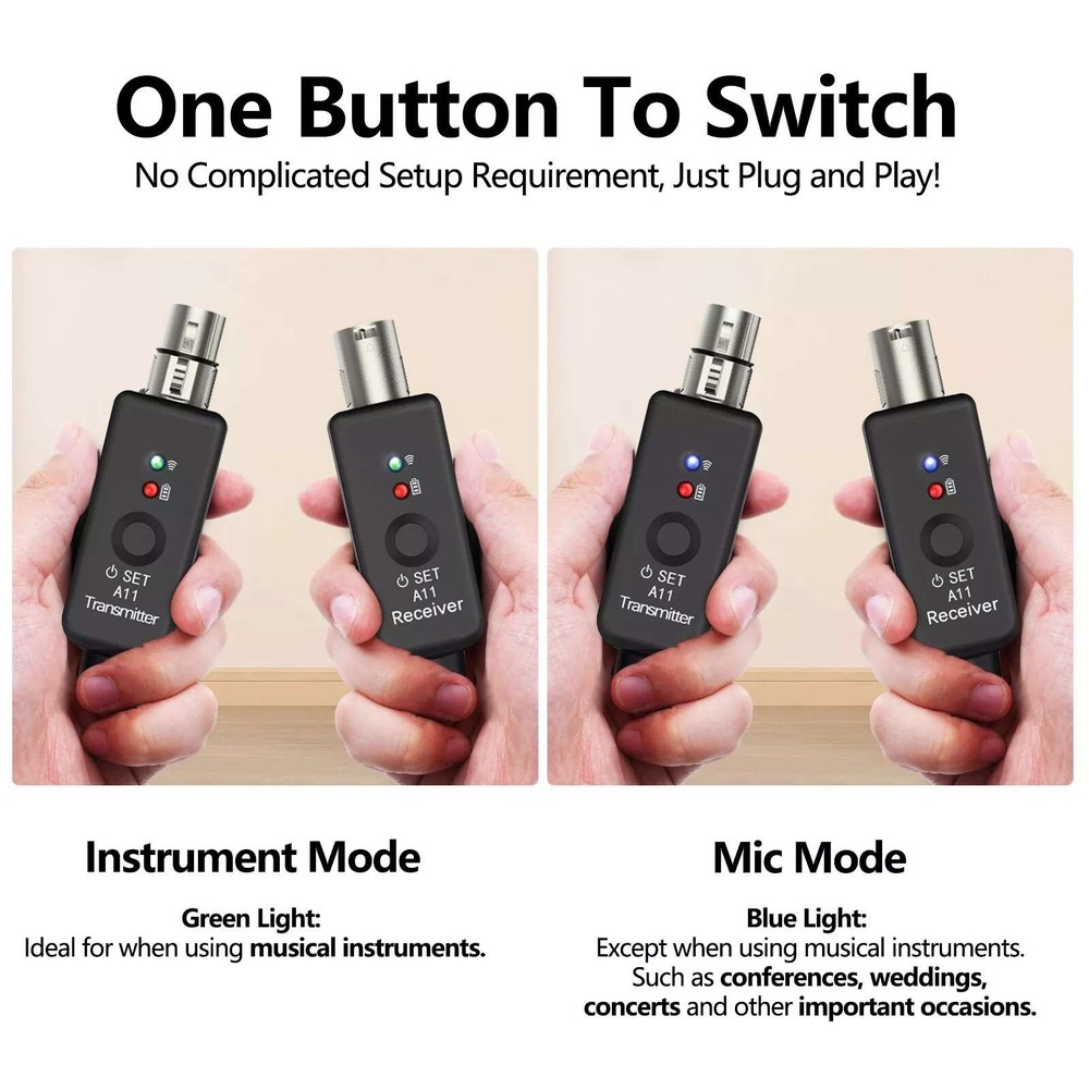 1set Professional Microphone Transmitter&Receiver 24-bit/48kHz UHF XLR Adapter