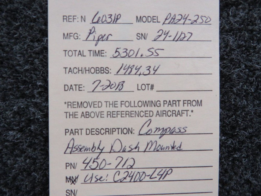 450-712 (Use: C2400-L4P) Airpath Dash Mounted Compass Indicator