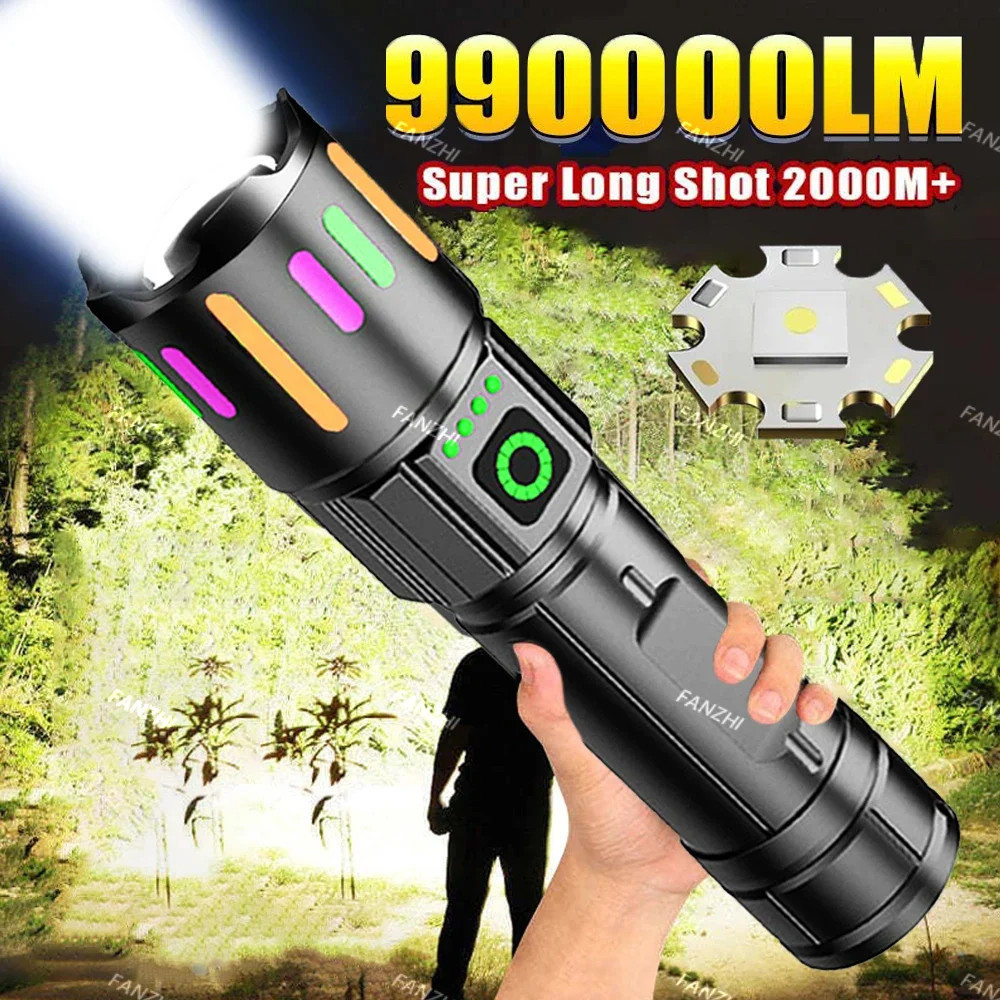 99000000LM Super Bright LED Flashlight USB Rechargeable Zoomable Tactical Torch