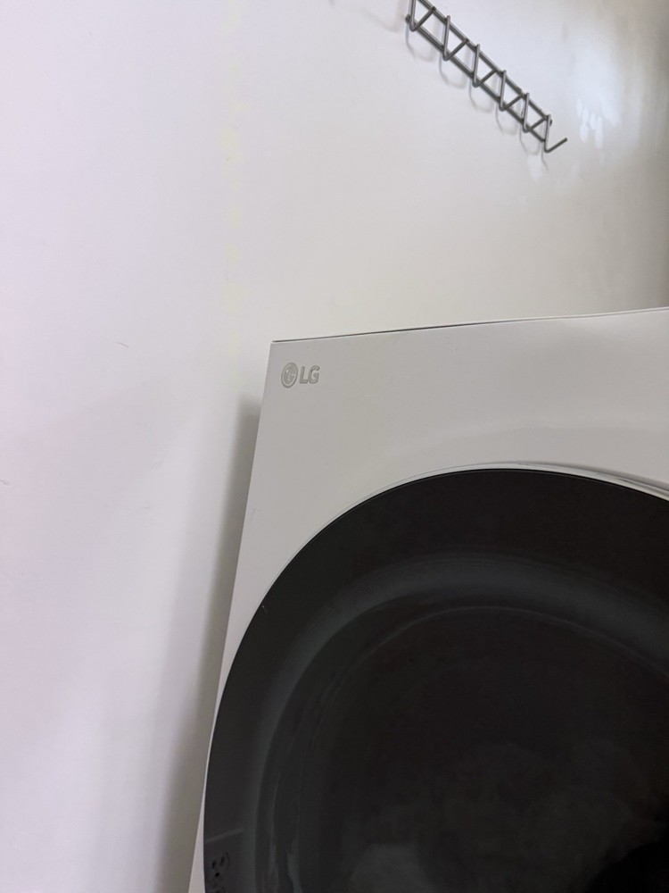 LG ThinQ Stacked Washer & Dryer Electric Front-Loading White/Black