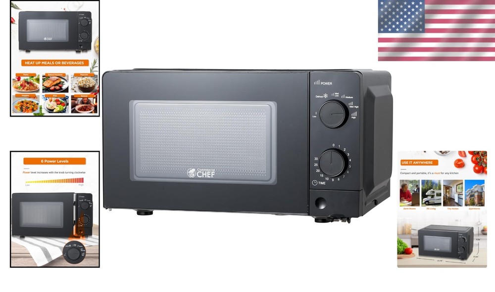 Efficient 0.6 Cu. Ft. Kitchen Microwave Oven - 700W with Pull Handle & Turntable