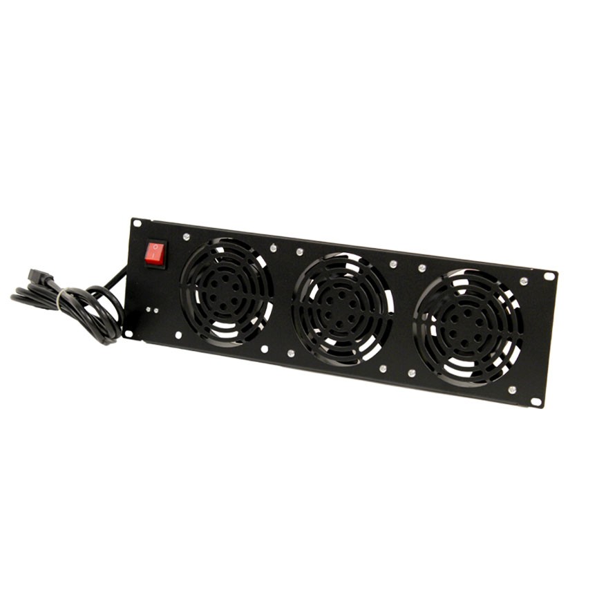 Rack Mount Server Cabinet Three 3 Fan Cooling Panel System Unit 110V Black 3U