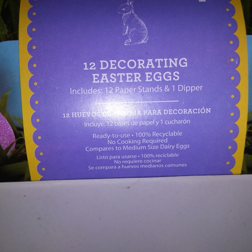 Set of 36 Easter Eggs Solid White for Decorating Includes Paper Stands & Dipper
