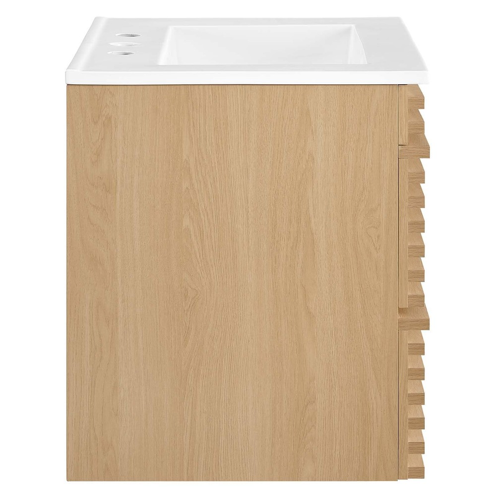 Modway Render 24" Wall-Mount Bathroom Vanity in Oak White