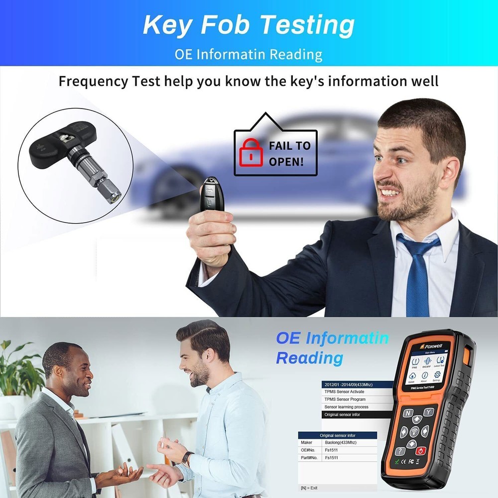 FOXWELL T1000 TPMS Programmer Tire Pressure Sensor Activation Relearn Tester