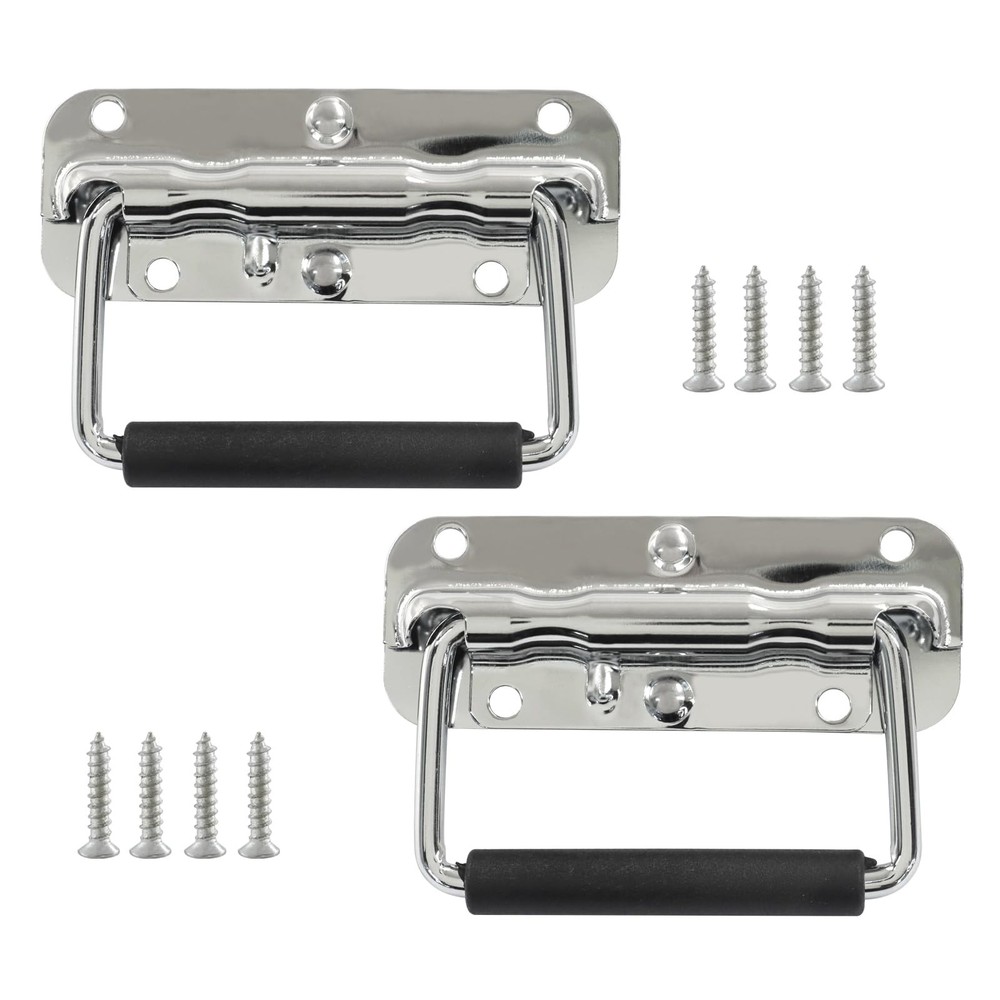 2 Pack 4.33 Inch Silver Spring Loaded Handle, Heavy Duty Handle Stainless Ste...