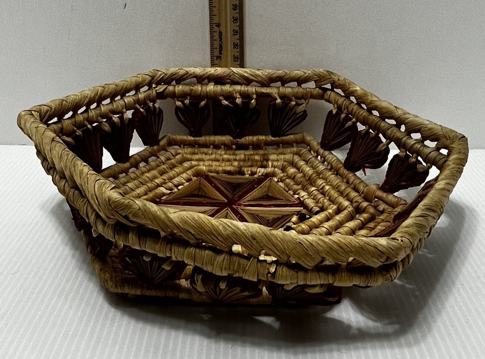 Vintage Handmade 9" Coiled/Woven Basket