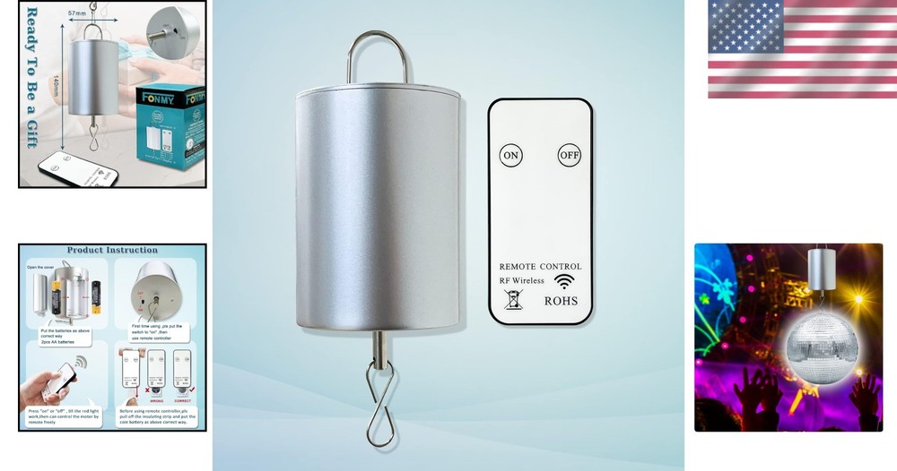 Elegant Silver Disco Ball Motor - Remote-Controlled for Effortless Decor Magic