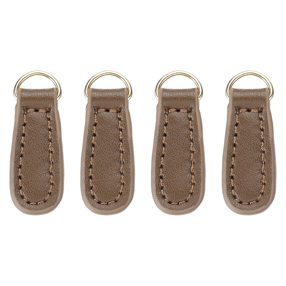 4Pcs Leather Zipper Pull, 1.61 Inch Cowhide Leather Zip Puller(Brown)